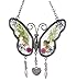 Grandma Butterfly Suncatcher with Pressed Flower Wings and Heart Charm - Measures 4 1/4