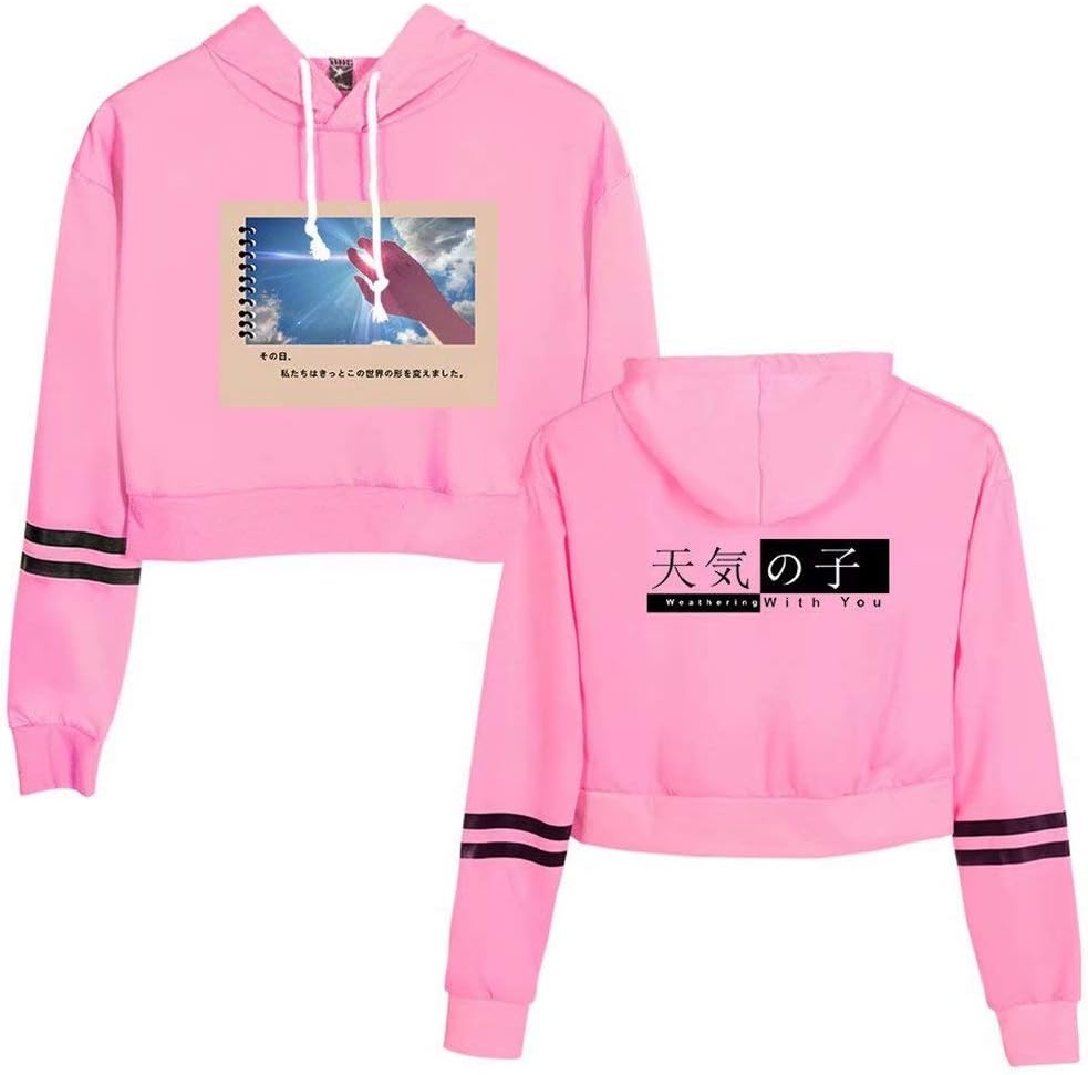 Fashion Women Hoodie Autumn Hot Anime Weathering with You Hoodie Harajuku Crop Top Women Sweatshirt Streetwear Hip Hop Long Sleeve Pullover Tops