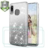 Lukey Samsung Galaxy A10E Case,Samsung Galaxy A20E Case with Screen Protector [2 Pack] for Girls Women,[Ultar-Thin Slim] Glitter/Bling/Sparkly/Shiny Hybrid Protective Case,Black