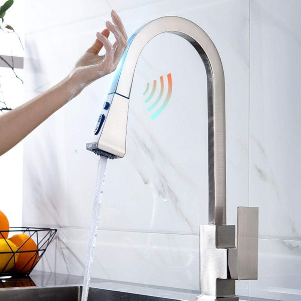 grifo cocina Extraiga el sensor de la cocina grifo de níquel cepillado