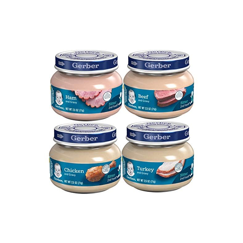 Gerber 2nd Foods 12 Total 2.5 Ounce Jars of Each Flavor (3 Turkey & Turkey Gravy, 3 Ham and Ham Gravy, 3 Chicken…