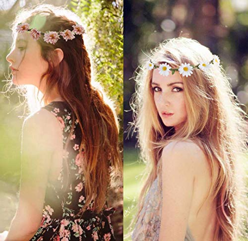 image for handrong 24PCS Multicolor Flower Crown Headband, Daisy Headpiece Brida