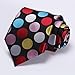 HISDERN Men's Polka Dot Jacquard Woven Tie Necktie Set 8.5 cm / 3.4 inches in Width Red/Blue/Pink
