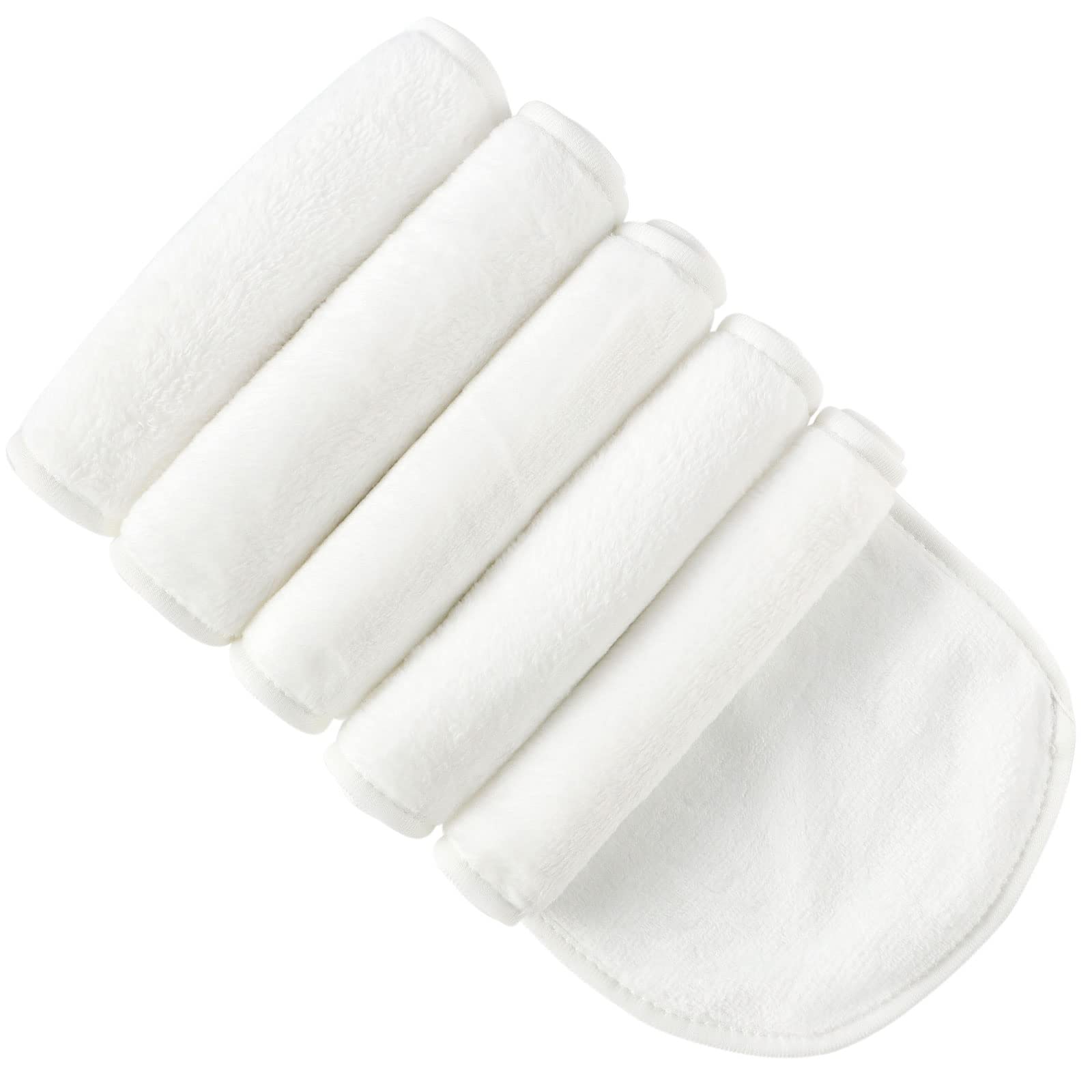 5 Pack Make Up Remover Cloth, 15.75 * 7.87in Flannel Face Cloth Face Wipes for Make Up Removing (White)