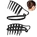 Hisight 2pcs Women Girls DIY Fast Styling Volume Insets Hair Clip Boost Comb French Twist Maker Fast Volume Twist Hair Boost Comb Hair Up Maker Tool Set (Black)