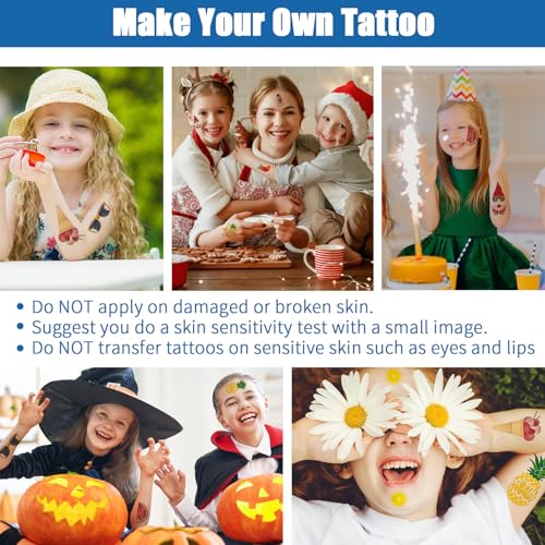 UIOK Temporary Tattoo Paper, Tattoo Transfer Paper Transparent A4X12 Sheets Temporary Tattoo Transfer Paper, DIY Tattoo Transfer Paper for Printer and Hand Drawing