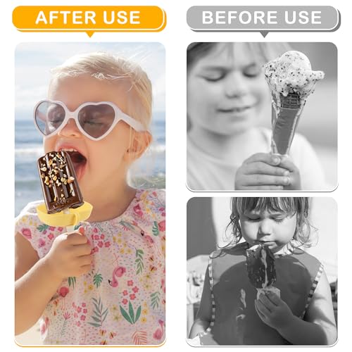 TranRantic 4 Pcs Popsicle Holder for Kids, Reusable Ice Cream Holder with Storage Box, Two Ways of Use, Silicone Drip Free Ice Pop Holder for Summer Party (Red, Green, Blue, Yellow)