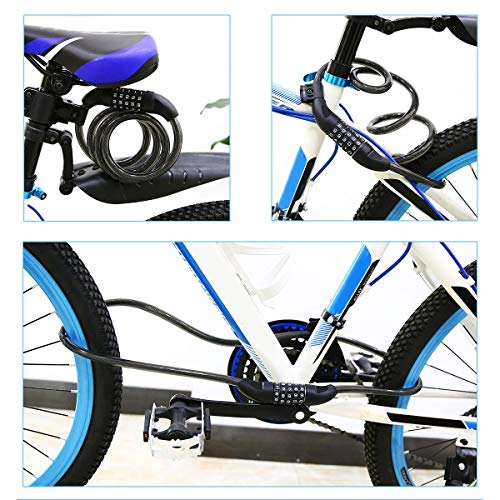 Fahrradschloss, hohe Sicherheit 5-stellige Kabelschloss Kombination Coiling Fahrradschloss mit Halterung, 1.2m x 12mm Kettenschlösser Beste für alle Fahrrad, Motorrad, Tor, Zaun – Bild 6
