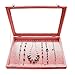 Wuligirl Velvet Clear Lid Jewelry Organizer Box Stackable Jewelry Storage Display Tray Holder Showcase (Necklace Box)