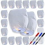 20 Chinese Sky Lanterns - 100% Biodegradable - White Wishing Lanterns - Great for Birthdays, Holidays, Weddings, Memorials, 4th of July - By NovaFlight
