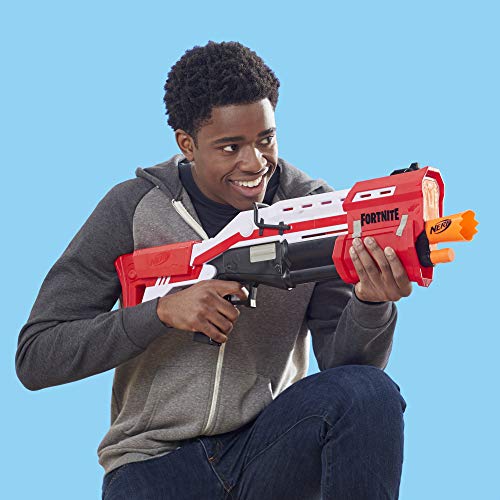NERF Hasbro E7065EU4 TS Pump-Action Blaster, 8 Mega Fortnite Darts, Dartaufbewahrungsfach - Für Jugendliche und Erwachsene Rot – Bild 6