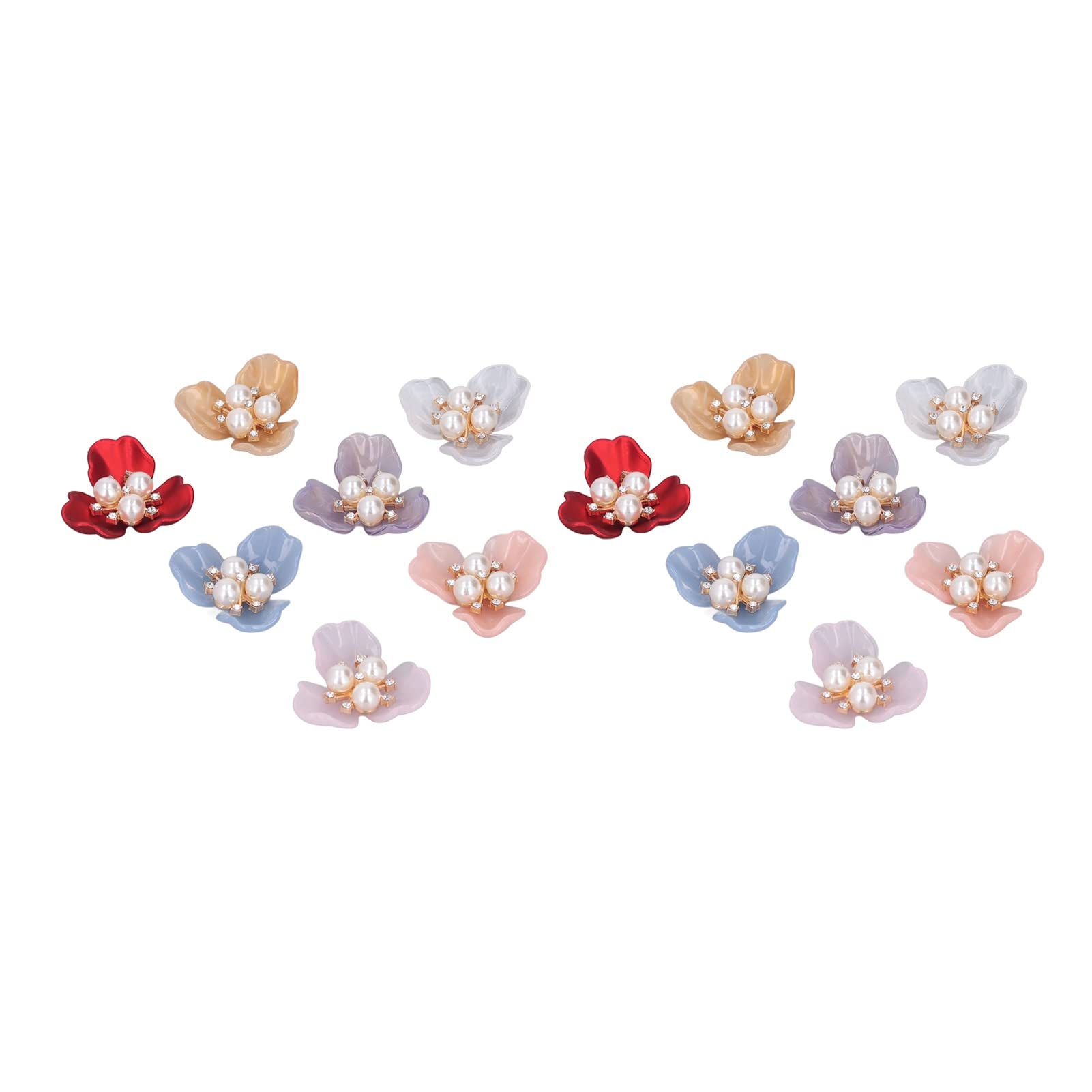 14Pcs Pearl Rhinestone Buttons, Rhinestone Faux Pearl Buttons for Jewelry Making DIY Crafts Decoration