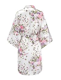 EPLAZA vestido de bodas satinado floral, kimono, ropa para dormir