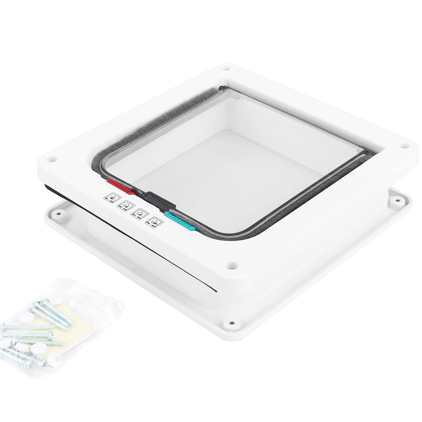 Intelligent Cat Door ,Pet Lockable Flap Door Pet Door Cat Doors Activated Cat Flap Transparent Flaps Direction Guide Door Cat Flaps White 23 x 21 cm