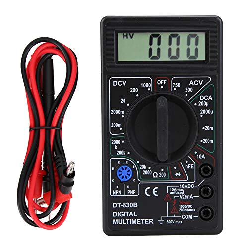 Dt-830b Multimeter Multifunctional Dt-830b, Multimeter Portable LCD Digital Amp Volt Ohm Tester Voltmeter Ohmmeter Meter for Automotive Household (DT-830B Black)