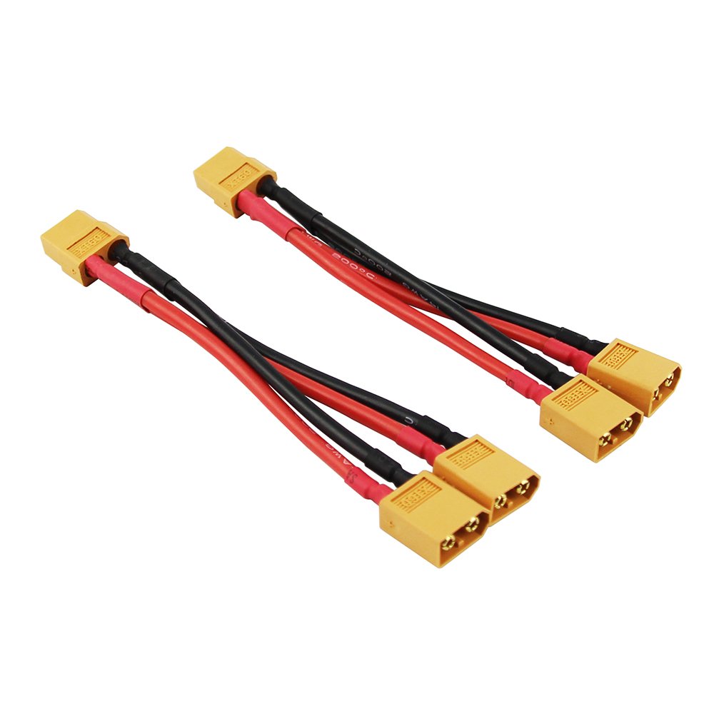OliYin 2pcs XT60 2-Male to 1-Female Parallel Adapter Wire Cable 14awg 3.93inch for RC LiPO Battery(pack of 2)