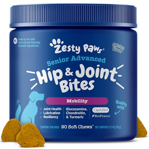 Zesty Paws Hip & Joint Chews for Senior Dogs | Soothes Stiff Joints, Supports Mobility & Flexibility, Helps with Pain & Daily Movement | With Glucosamine, Chondroitin, Green-Lipped Mussel | US Listing