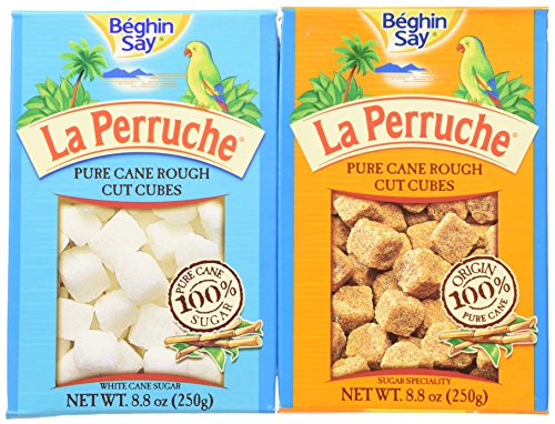 Béghin Say La Perruche Variety: One 8.8 oz Box Each of Rough Cut Brown Sugar Cubes and Rough Cut White Sugar Cubes