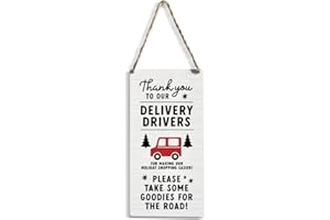 HTBIG Front Porch Decor Front Door Decor Delivery Drivers Thank You Sign, delivery driver snack Christmas Gifts, Hanging Wooden Wall Art Decor Sign Decorative Plaque for Home Office Cafe Store Pub Club