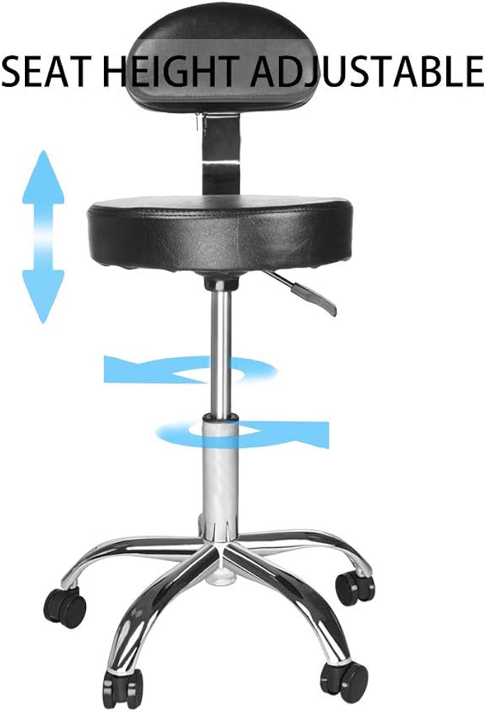 Funic US Fast Shipment Rolling Stool Drafting Chair with Backrest Salon Spa Stool Swivel Chair Tattoo Massage Stool,Adjustable Hydraulic Rolling Salon Stool Chair for Office Desk Home(Black): Clothing