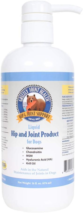 Grizzly Joint Health Liquid Hip and Joint Support for Dogs 16 Ounce