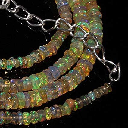 Jewel Beads Natural Beautiful Jewellery Natural Ethiopian Welo Fire Opal Rondelle Beads Size: 2 MM to 4 MM Necklace Length: 19"NecklaceCode:- JJBB-9273