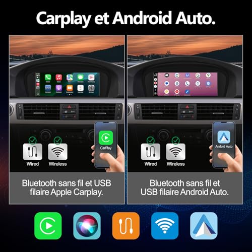 Car Radio for BMW E60 E90 Wireless Carplay Android Auto Screen Linux CCC System for E61/E63/E64/E91/E92/E93(2003-2008) IPS Touch Screen Auto Stereo