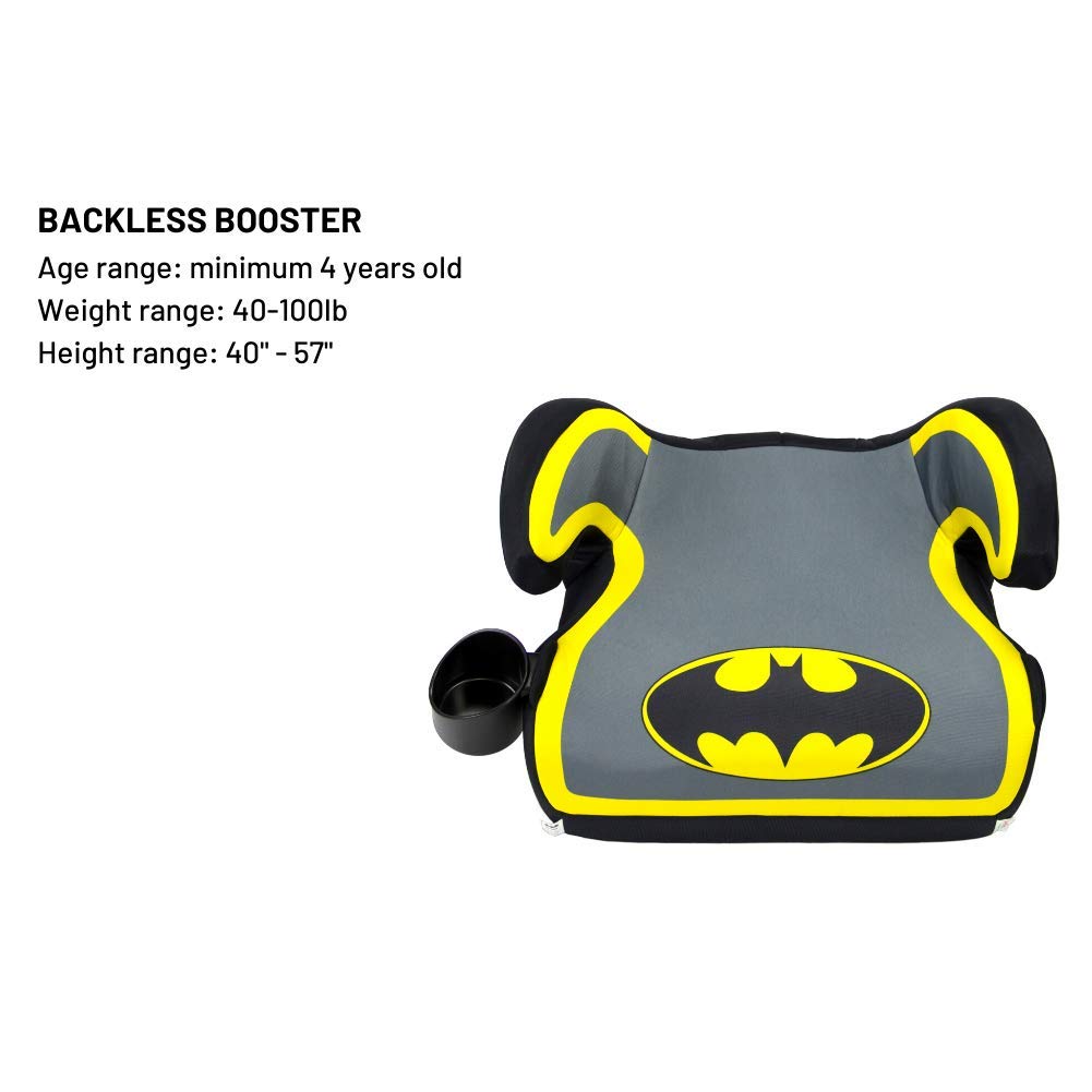KidsEmbrace High Back Booster Car Seat, DC Comics Batman Black, Grey, Yellow