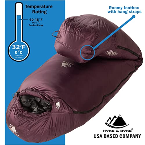 Hyke & Byke Katahdin 32F 15 0F 625 Fill Power Hydrophobic Sleeping Bag