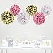 Andaz Press Hanging Tissue Paper Pom Poms Party Decor Trio Kit with Free Party Sign, Gold, Pink, White, 6-Pack, for Girl Baptism Communion Christening Decorations