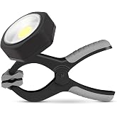POWERFIREFLY 250 Lumens COB LED Clamp Light, Magnetic, Rotatable Grill Light, Black