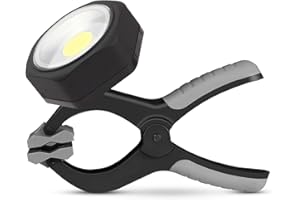 POWERFIREFLY 250 Lumens COB LED Clamp Light, Magnetic, Rotatable Grill Light, Black