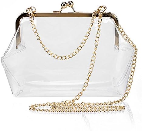 Clear Purse Crossbody Messenger Shoulder Bag for Women Chain Strap, NFL Stadium Approved