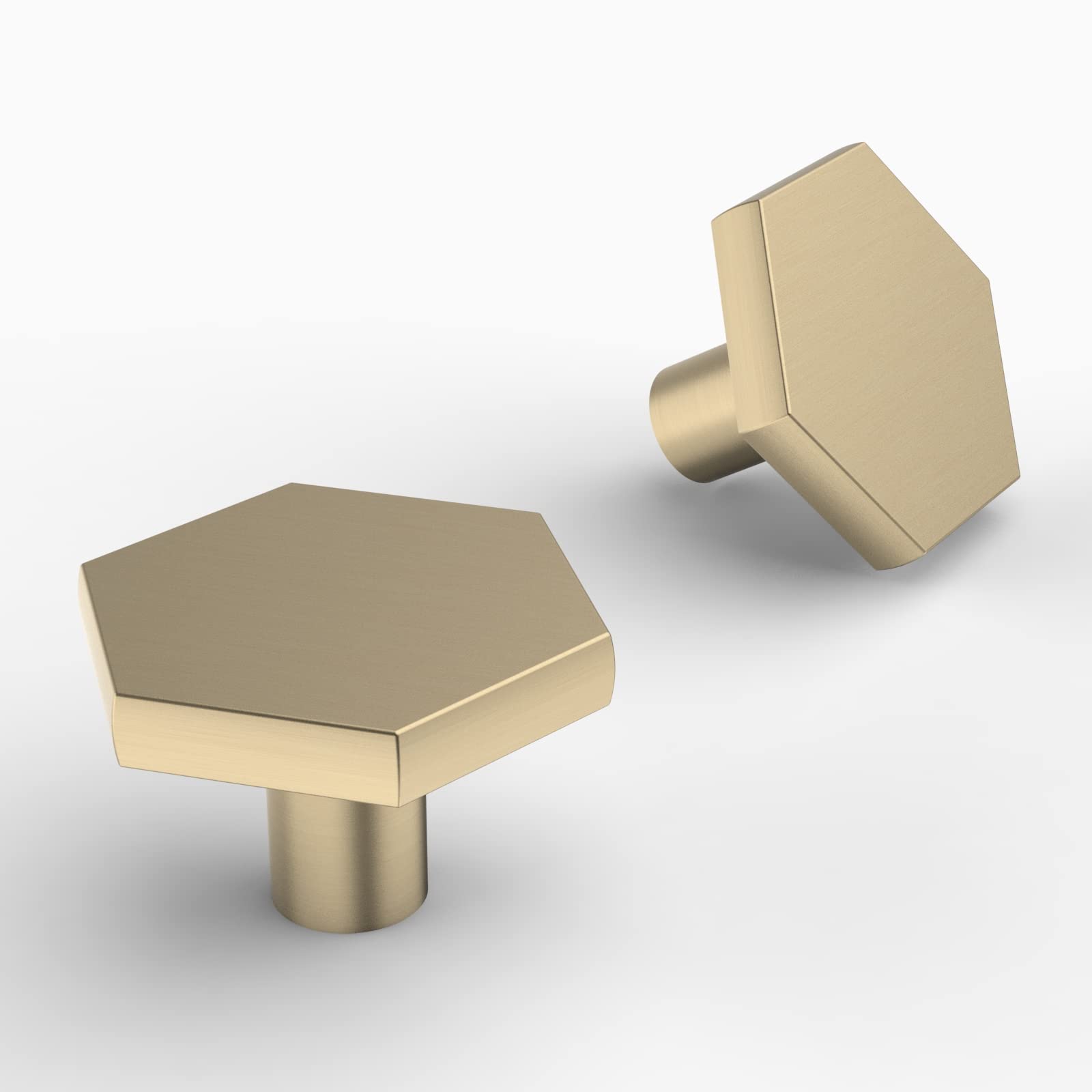 FURNIWARE 12 pcs Hexagon Brass Cabinet Knobs Pulls Handles, 34mm Drawer Pulls Door Handles, Furniture Cupboard Drawer Cupboard Dresser Handles and Knobs for Kitchen Dresser Drawer Bathroom