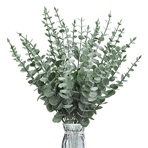 ROLLWAY Pack of 30 Artificial Eucalyptus Leaves Decorative Eucalyptus Branches Artificial Plants Eucalyptus Stem Silver Dollar Fake Plant for Flower Arrangement Table Decoration Wedding