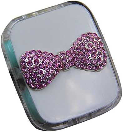 Mini Portable Bow Tie Decorationc Eye Care Contact Lens Case Box Container fFor Soft Contact Lenses Girl Women (white)