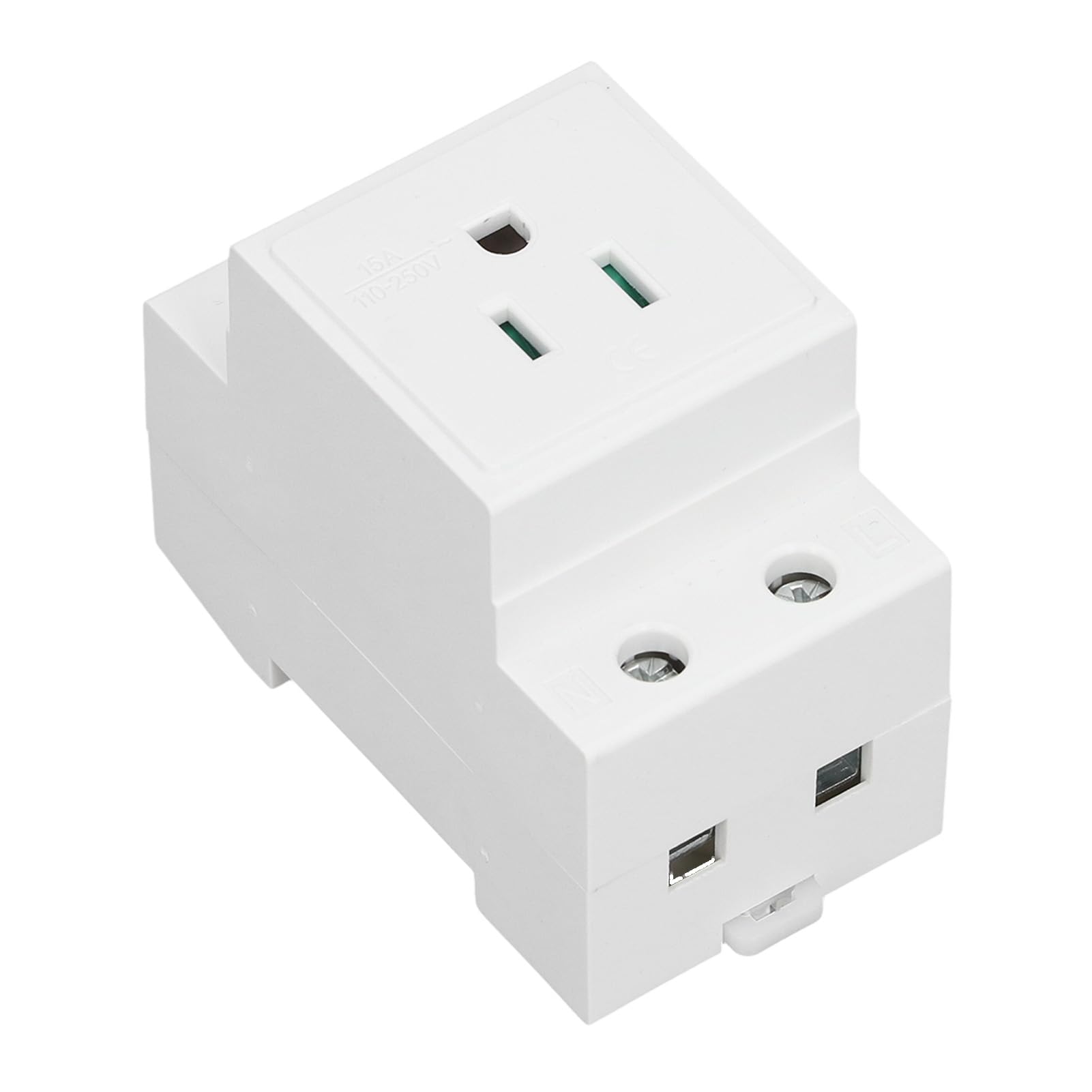 Photo 1 of DIN Rail Socket, DIN Rail Mount Modular Power Socket Single AC Outlet, Built in Protective Outlet for Distribution Panel, DIN Rail Mounted Receptacle (US