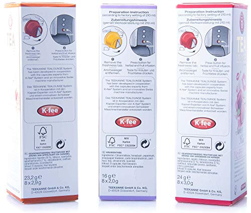 Teekanne Tealounge Kapseln Kräuter- und Früchtetee Sortiment mit 3 Sorten (3 x 8 Kapseln) – Bild 3