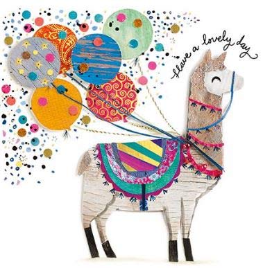 Birthday Card - Colourful Llama and Balloons - Gold Foil and Embossed Finish - from The Artisan Range (PR-ATG061)