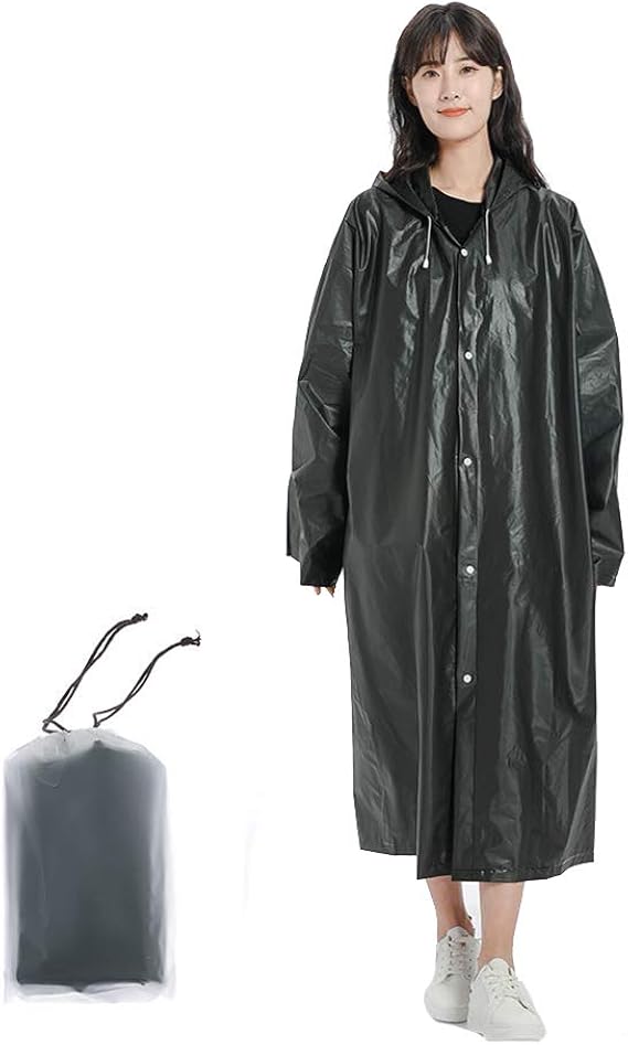 Amazon Hananokei レディース メンズ レインコート 自転車 ポンチョ かっぱ カバー レインウェア 収納袋付き 男女兼用 超軽量 耐久性 防風防水 通勤通学 ロングレインポンチョ 梅雨対策 おしゃれ バイク用 雨具 雨合羽 雨衣 2枚セット 黒 2枚 レインコート