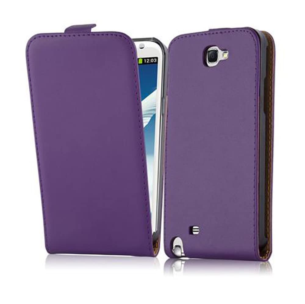 cadorabo Case works with Samsung Galaxy NOTE 2 in LILAC VIOLET - Flip Style Case made of Smooth Faux Leather - Wallet Etui Cover Pouch PU Leather Flip