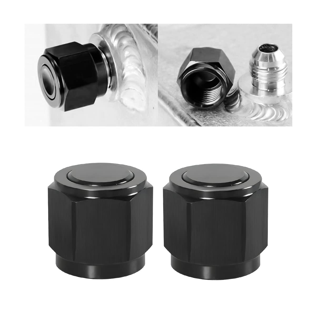 Photo 1 of 10AN Female Flare Cap Block Off Fitting Plug, 2PCS Aluminum Swivel Hex Head Nut Port Adapter, Automotive Modification Accessories for Fuel Oil Line