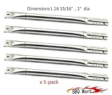 15641(5-pack) Replacement Stainless Steel Pipe Burner for Char Broil, Charmglow, Grand Isle, Jenn Air, Kenmore Sears, Kirkland , K Mart, Member's Mark, Perfect Flame, Nexgrill
