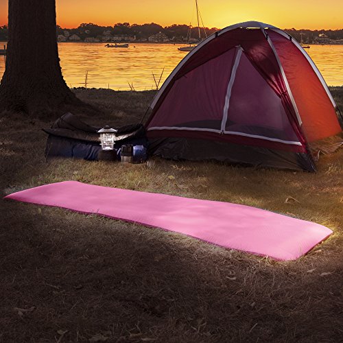 Sleeping Pad, Lightweight Non Slip Foam Mat with Carry Strap by Wakeman Outdoors (Thick Mattress for Camping, Hiking, Yoga and Backpacking) (Pink)