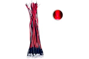 CLEISCRY 30pcs 12 Volt 3mm Round top Red LED Lights Emitting Diodes Pre Wired 7.9 Inch DC 12V LED Light Water Clear Lens Small LED Lamps (3mm Round top, Red (30pcs))