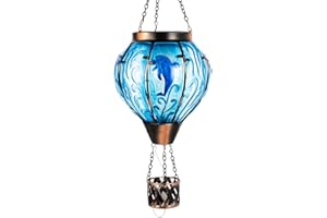 YELENEW Hot Air Balloon Solar Lantern Dolphin Outdoor Hanging Solar Lights with Flickering Flame Solar Lanterns Outdoor Waterproof LED for Patio Yard & Garden Decor