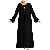 istanbul styles Women's Stone Sleeves Abaya Long Sleeve Floor Length Zipper Floor Length Turkey Islamic Fashion