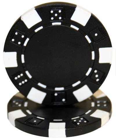 Brybelly 50 Black Clay Composite Striped Dice 11.5 Gram Poker Chips