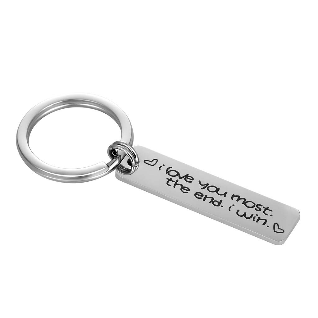 I Love You Most The End I Win Love Keychain Gift for Men Boyfriend Girlfriend Husband Wife Birthday Anniversary Valentines Day