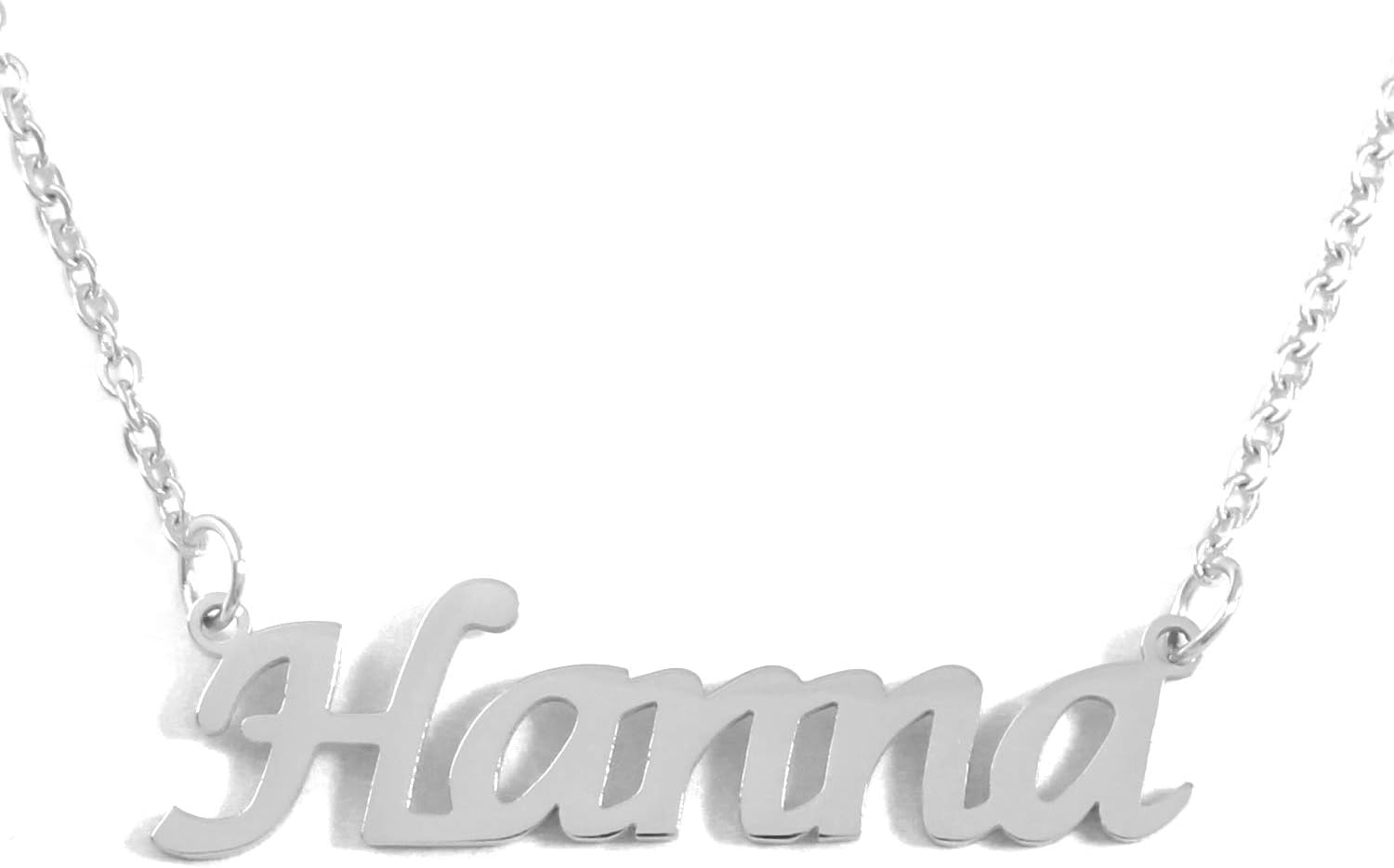 Kigu Hanna Personalized Name Necklace Adjustable Chain - Silver Tone Packaging